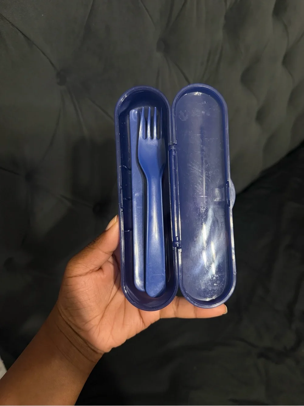 Reusable Blue Portable Cutlery Set Fork & Knife with Case